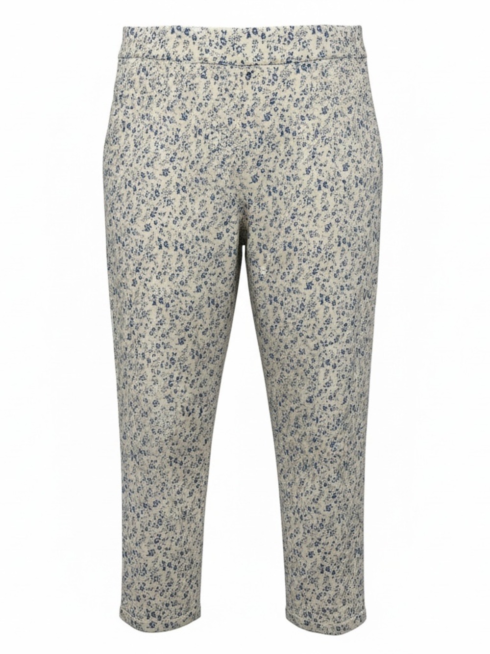 NWT Mario Serrani Floral Stretch Cuff Capri Blue Floral Pants M
